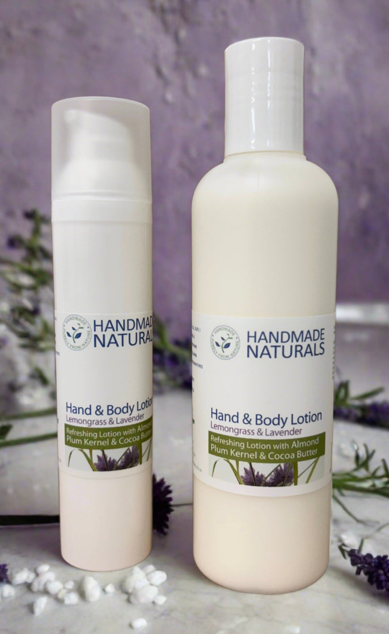 Lemongrass & Lavender HAND & BODY LOTION with Almond, Plum Kernel & Cocoa Butter