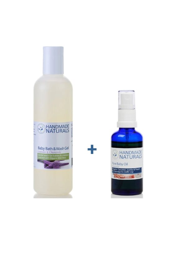 Natural Vegan BABY BATH GEL & BABY OIL BUNDLE HANDMADE NATURALS
