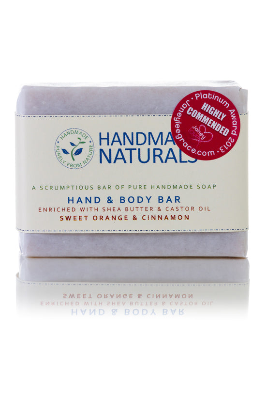 Handmade Shea Butter & Castor Oil HAND & BODY SOAP with Sweet Orange & Cinnamon, 100 gr (HIGHLY COMMENDED PLATINUM AWARDS 2013)