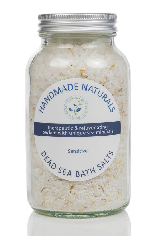 *SENSITIVE* Dead Sea BATH SALTS with Organic Calendula - Soothing for Skin & Muscles - Glass Jar