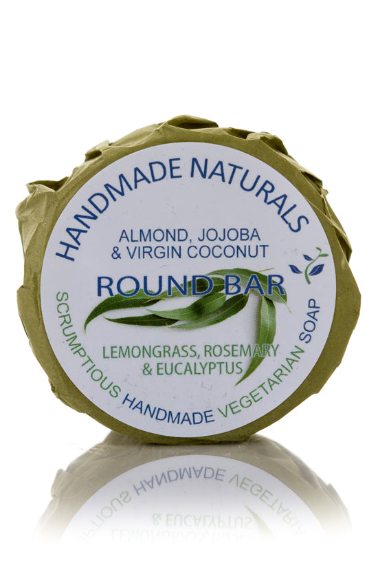 Olive, Coconut & Jojoba ROUND BAR with Lemongrass & Eucalyptus - Handmade Soap 100 gr