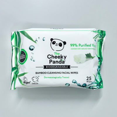 Biodegradable & Sustainable BAMBOO FACIAL WIPES by Cheeky Panda - pack 25 - ROSE