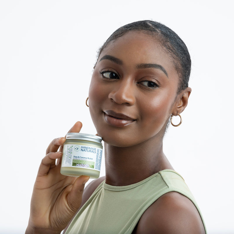 Organic SHEA & COCONUT BODY BUTTER with Jojoba & Evening Primrose Oils (for Psoriasis & Dry Flaky Skin) - 120 ML