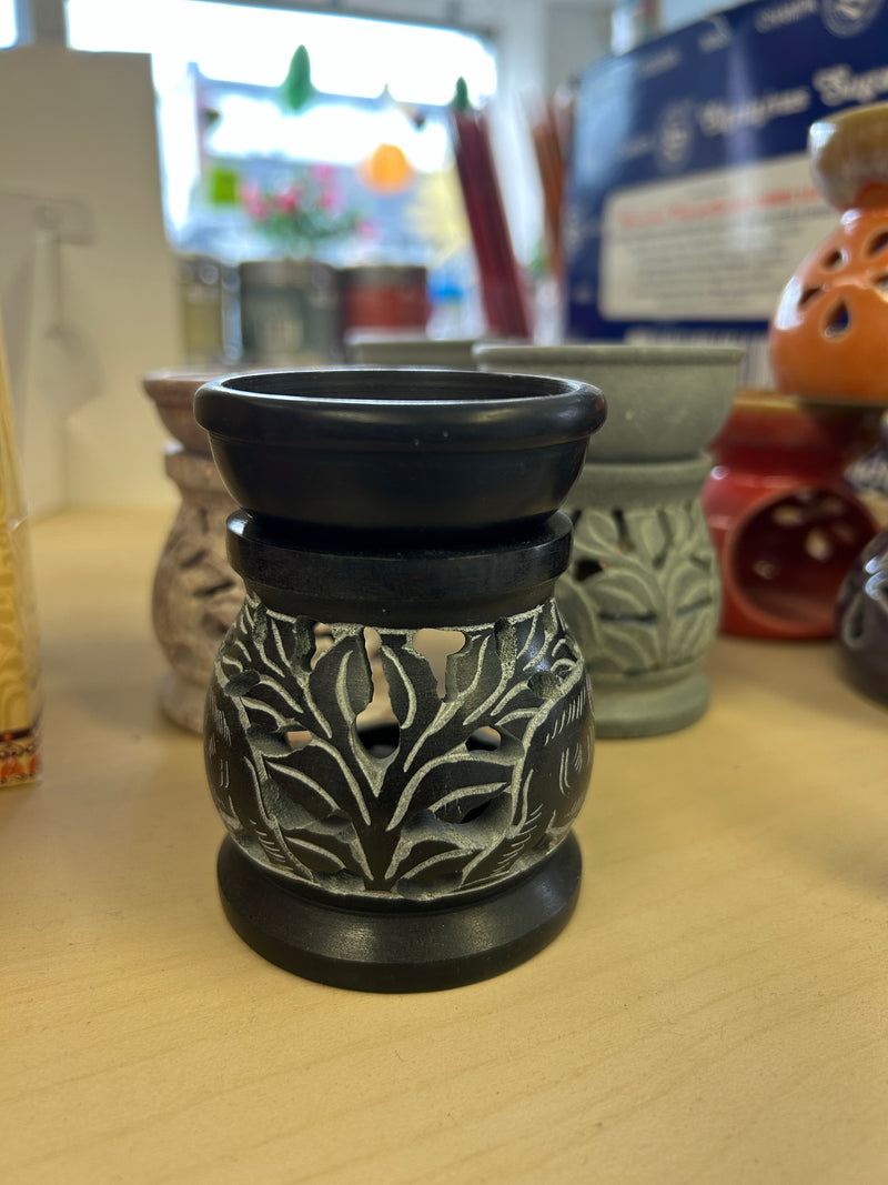 SOAPSTONE OIL BURNER - Namaste Fairly Traded - BLACK