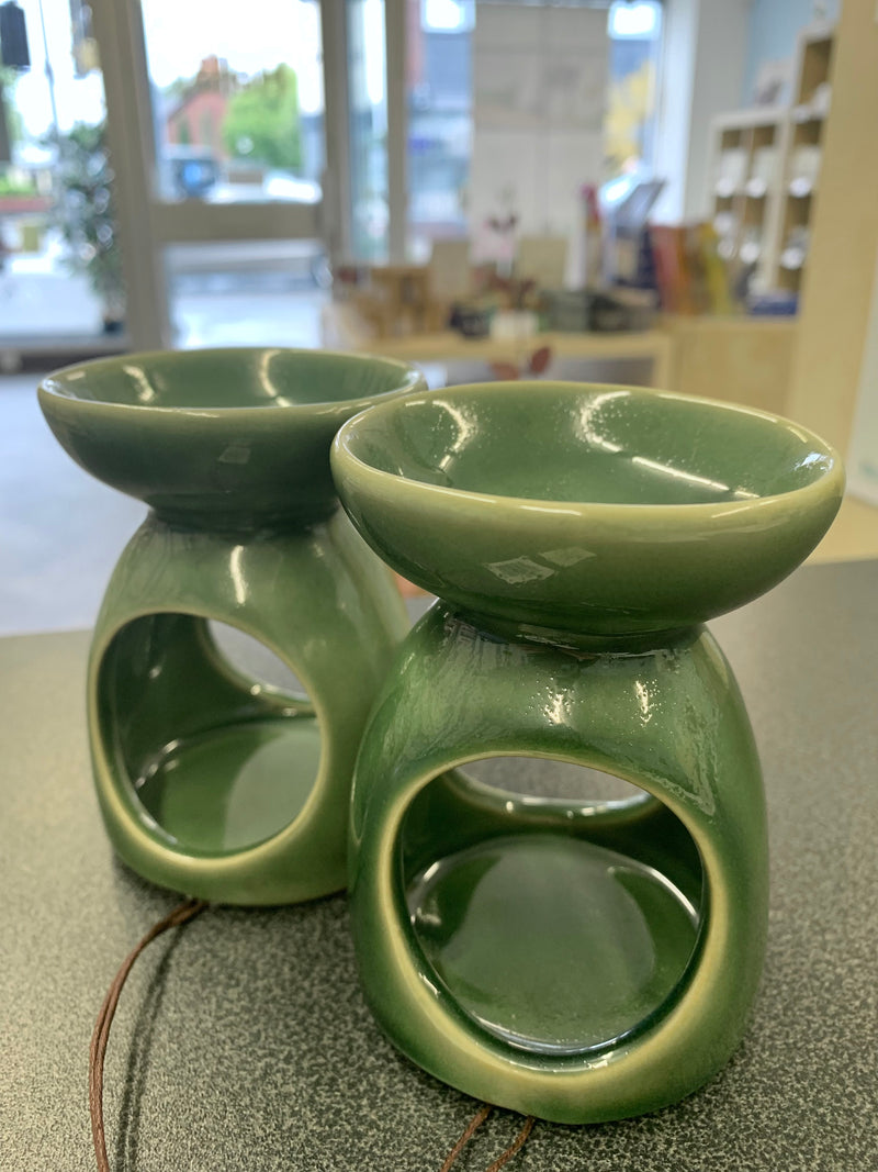 Ceramic OIL BURNER - Fairly Traded with Namaste - GREEN