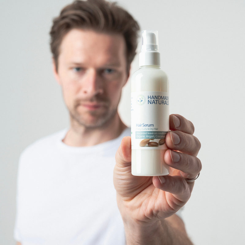 Organic Argan & Coconut LEAVE-ON CONDITIONING SERUM for Frizzy, Curly & Dry Hair - SENSITIVE