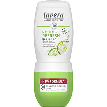 Lavera Aluminium Free 48Hr Roll-On Deodorant REFRESH with Organic Lime, Witch Hazel & Apricot Kernel - 50 ML