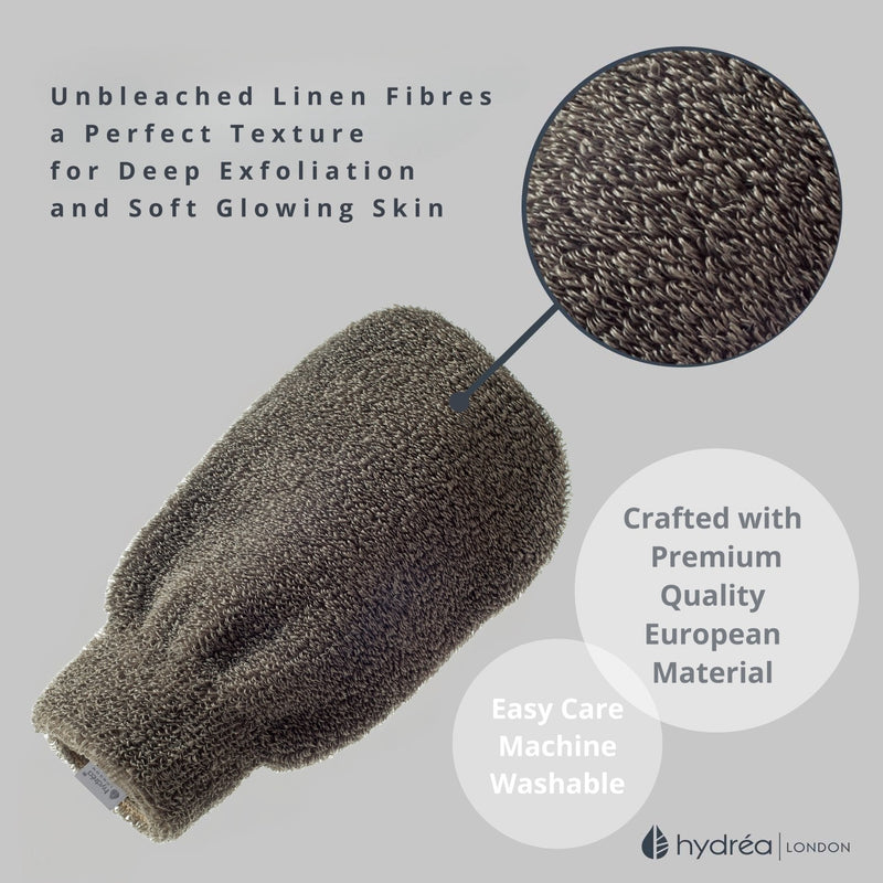 Spa grade UNBLEACHED LINEN MITT for Medium Skin Exfoliation