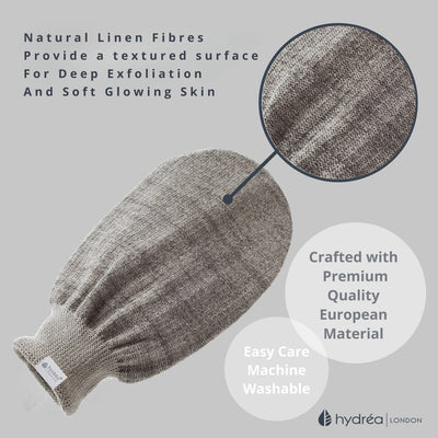 Pure LINEN HAMAM MITT for gentle Skin Exfoliation