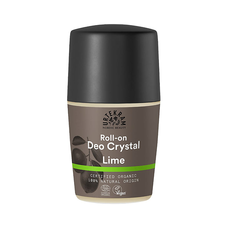 Urtekram Natural Deodorant - LIME CRYSTAL ROLL ON - Preservative & Aluminium Chlorhydrate FREE, 50 ml