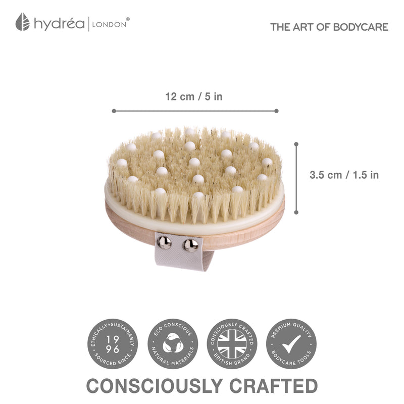 Professional DETOX BODY BRUSH with 100% natural bristles & massage nodules