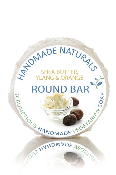 *Shea Butter, Ylang & Orange* ROUND BAR Soap with Cocoa, Olive & Coconut - Handmade Soap 100g
