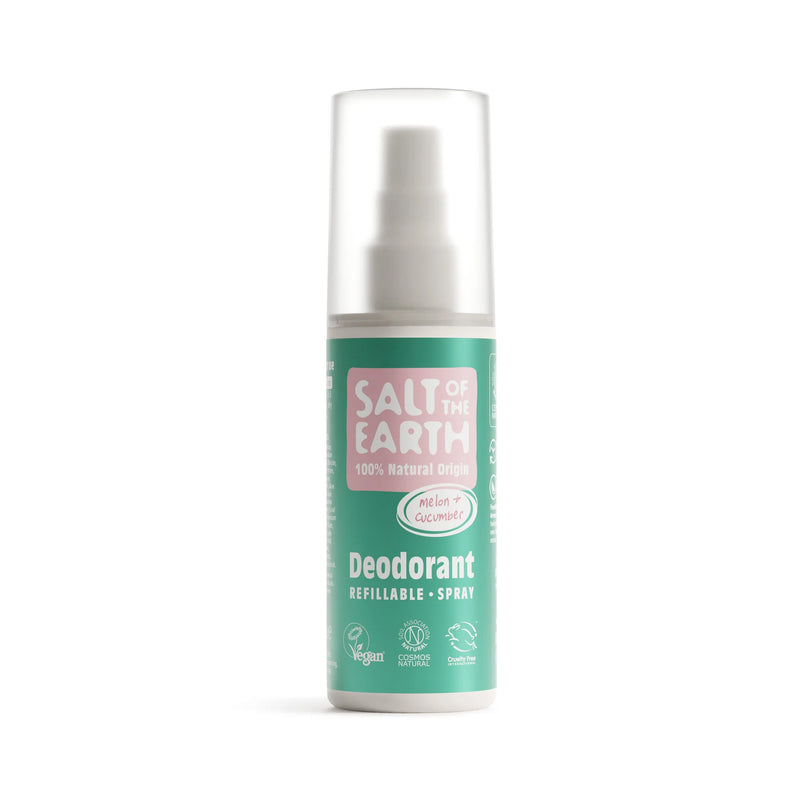 MELON & CUCUMBER - Natural Spray Deodorant with Aloe Vera & Honeysuckle by Salt of the Earth, 100 ml