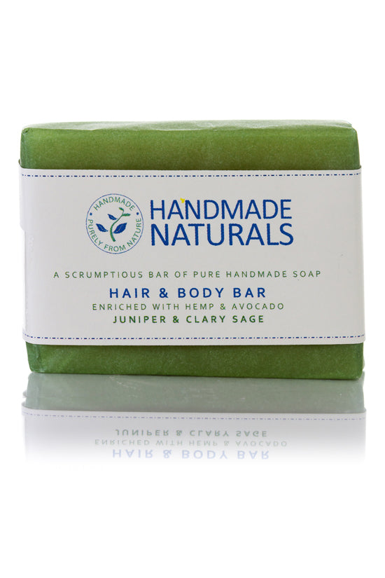 Handmade Hemp & Avocado HAIR & BODY SOAP BAR with Juniper & Clary Sage, 100 gr