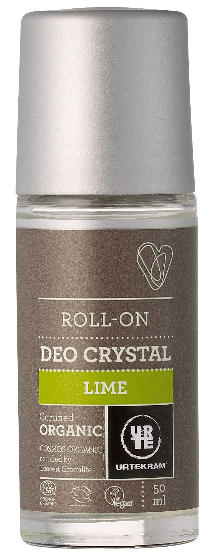 Urtekram Natural Deodorant - LIME CRYSTAL ROLL ON - Preservative & Aluminium Chlorhydrate FREE, 50 ml