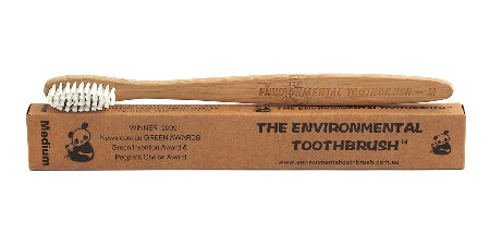 Environmental BAMBOO TOOTHBRUSH - Adult (Medium) - 100% Biodegradable & Sustainable Handle, Vegan friendly