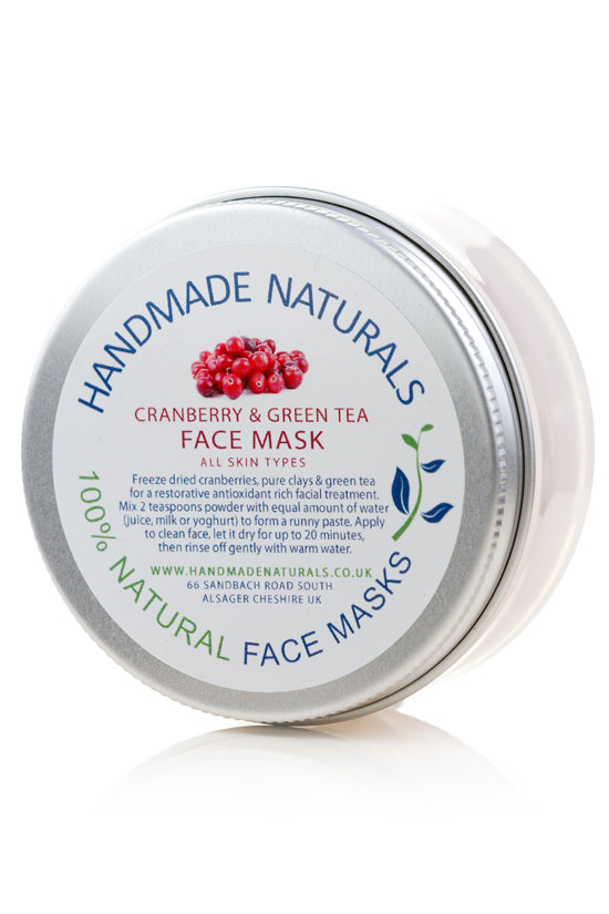 Natural CRANBERRY & GREEN TEA FACE MASK - Antioxidant Treat for All Skin Types