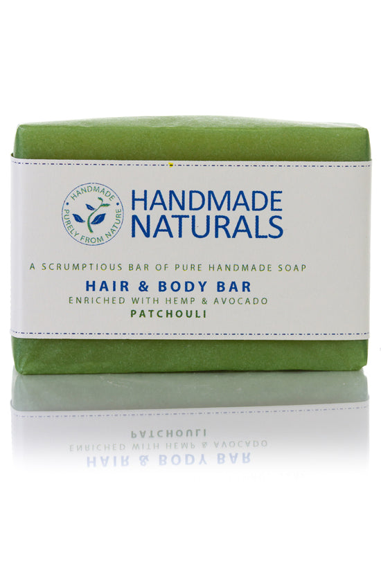 Handmade Hemp & Avocado HAIR & BODY SOAP BAR with Patchouli & Castor Oil, 100 gr