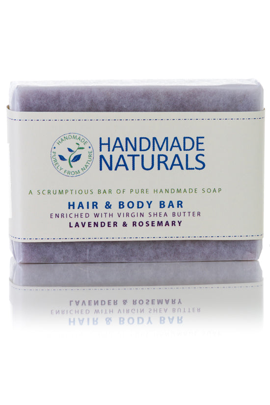 Handmade Virgin Shea Butter HAIR & BODY SOAP BAR with Lavender & Rosemary, 100 gr