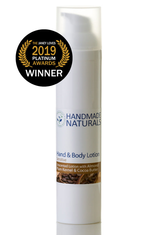 Unscented HAND & BODY LOTION with Almond, Plum Kernel & Virgin Cocoa Butter (THE JANEY LOVES PLATINUM AWARDS 2019 WINNER)