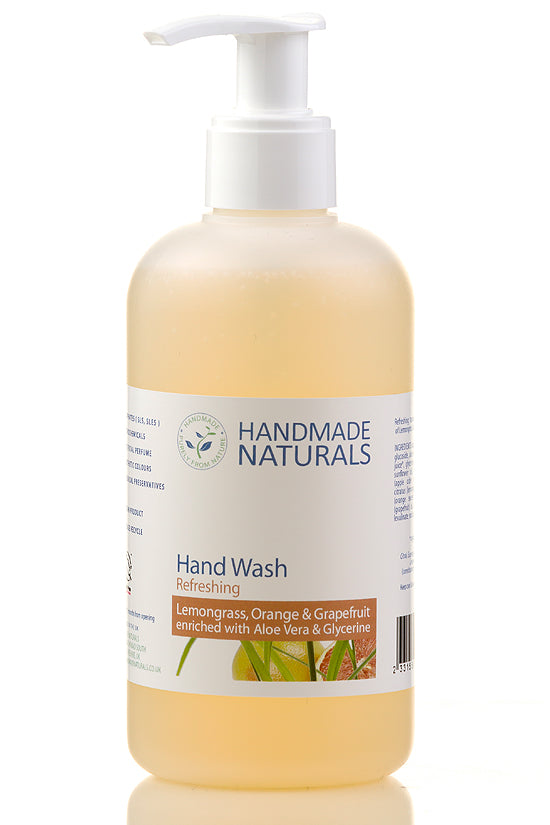 Natural REFRESHING HAND WASH with Organic Aloe Vera, Lemongrass, Orange & Grapefruit (Sulfate & Paraben free) 250 ml