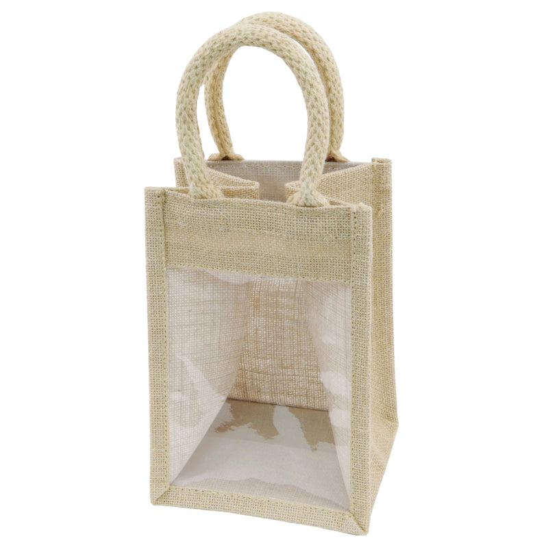 Natural SMALL JUTE BAG with handles & green paper fill - CREATE YOUR OWN GIFT