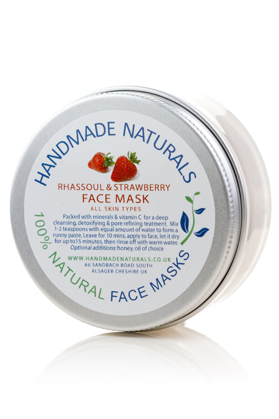 RHASSOUL & STRAWBERRY FACE MASK - Deep Cleansing & Pore Refining Treatment - All Skin Types  (NATURAL BEAUTY AWARDS 2015 WINNER)