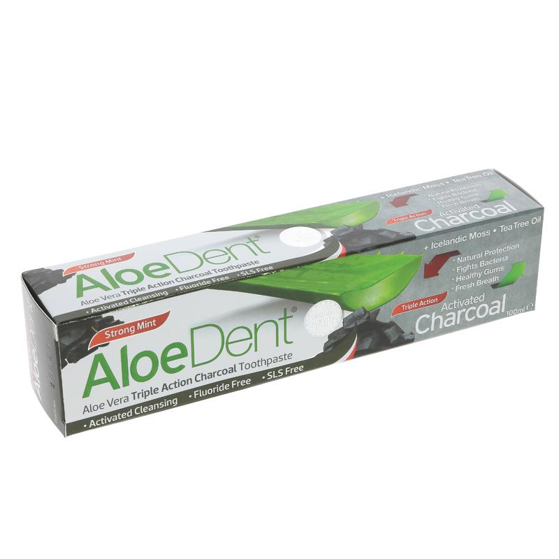 AloeDent ALOE VERA ACTIVATED CHARCOAL Toothpaste with Icelandic Moss & Tea Tree 100 ML
