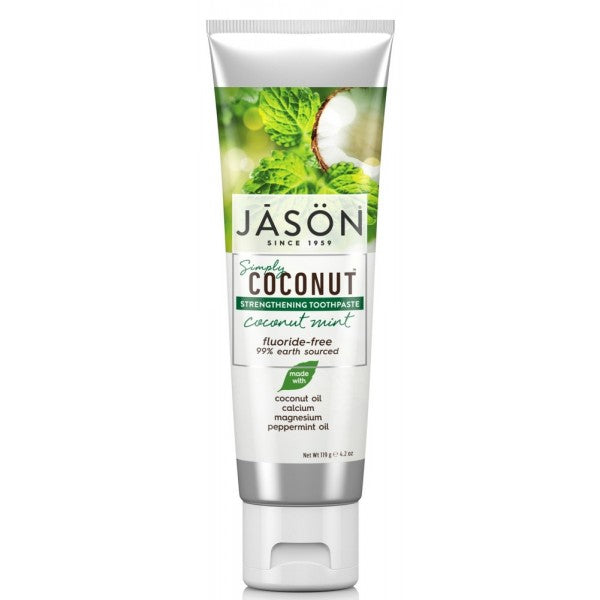 *SIMPLY COCONUT* Strengthening toothpaste with Coconut oil, Magnesium & Calcium, 119 gr - Jason