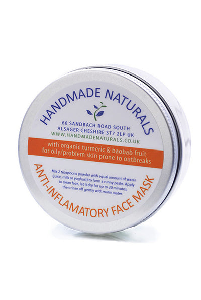 Natural ANTI-INFLAMMATORY FACE MASK with Organic Turmeric & Baobab for oily/problem skin prone to outbreaks